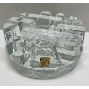LA VIDA CRYSTAL MAZE ICE BLOCK VOTIVE CANDLEHOLDER POLAND PRISTINE LABEL